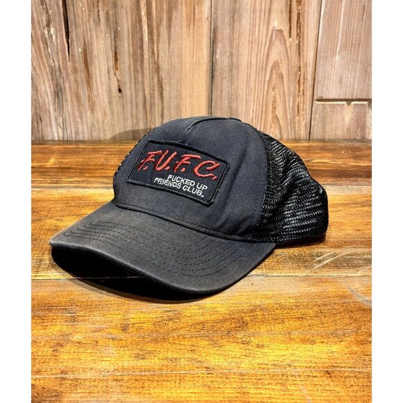 LOCAL AUTHORITY MEN'S 'FUFC' MESH TRUCKER SNAP BACK HAT in BLACK - Picture 1 of 2
